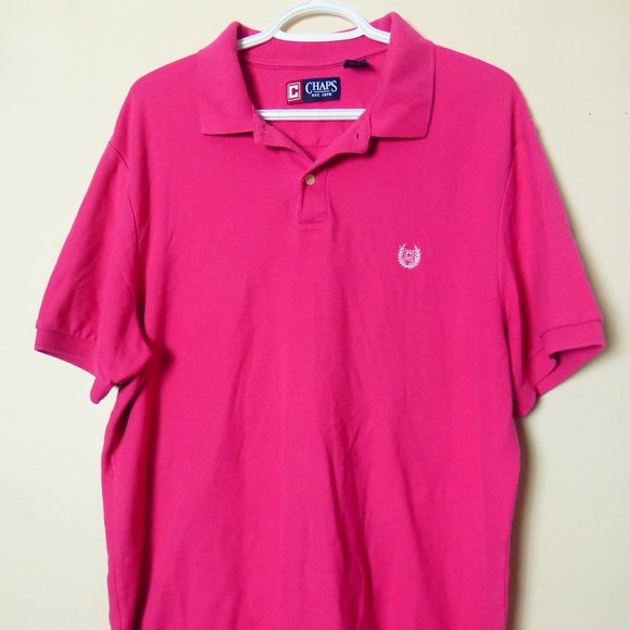 CHAPS PINK MEN'S SHORT SLEEVE POLO GOLF SHIRT - LG - Picture 1 of 14